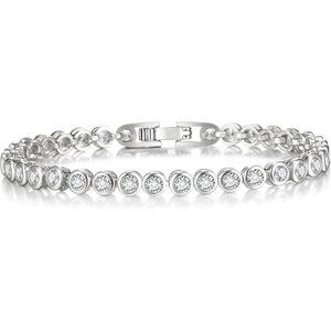 Women's Silver Dainty Trendy Adjustable Tennis Bracelet Jewelry Lobster Claw